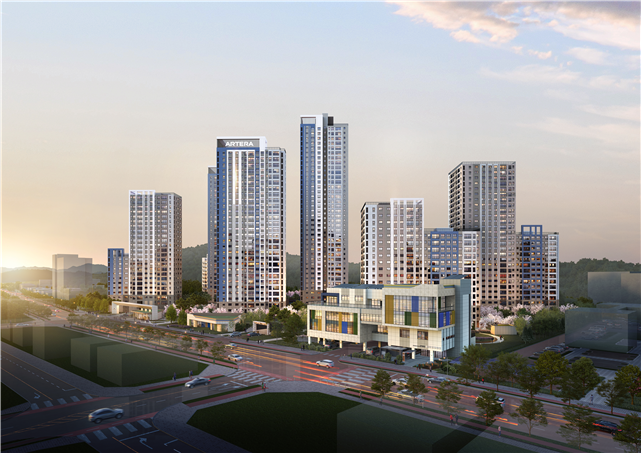 ▲ 경북도청신도시에 조성될 B-1BL 공공임대주택 조감도. 총 726세대 규모로 지하 3층~지상 최고 37층, 7개 동으로 건립되며 2027년 초 착공해 2029년 말 준공을 목표로 추진된다.ⓒ경북개발공사