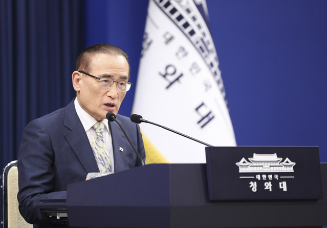 ▲ 위성락 국가안보실장이 22일 청와대 춘추관에서 이재명 대통령의 7월 미국 및 남미 순방 관련 사전 브리핑을 하고 있다.ⓒ청와대통신사진기자단