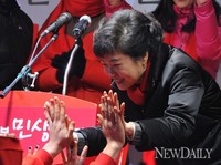 [포토]D-1, 박근혜 후보 지지자들과 하이파이브