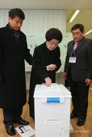[포토]제18대 대선 투표하는 故김대중 대통령 부인 이희호 여사
