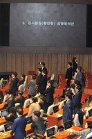 [포토]황찬현 감사원장  임명동의안 국회 상정 항의하는 민주당