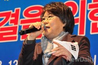 [포토]애국보수 집회에 등장한 새누리당 이혜훈 최고위원