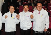 [포토]지방선거 선전 다짐하는 남경필-원희룡-정진식