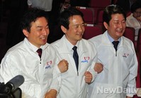 [포토]지방선거 선전 다짐하는 원희룡-남경필-권진영