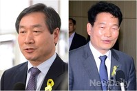 [포토]인천선관위 방문한 유정복-송영길 후보