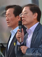 [포토]정몽준 후보 유세지원 나온 김황식 전 예비후보