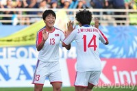 [인천AG] 여자축구, 전반전 선제골 넣은 북한 위정심선수