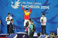 [인천AG] 400M 결승시상식, 단상에 오른 세명의 메달리스트