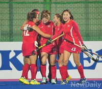 [인천AG] 여자하키 4강전, 1쿼터 김다래 '첫골'