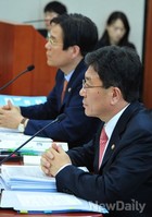 [2014국감] 의원들의 질문에 듣고 있는 윤상직 산업부장관