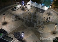 [포토] 판교추락사고 현장, 정리중인 무대