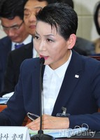 [2014국감] 의원의 질의에 답하는 김성주 적십자 총재