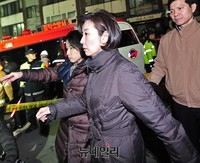 [포토] 사당체육관 사고 현장 방문한 나경원 의원