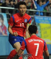 [포토] 구자철, 손홍민과 기쁨의 세레모니