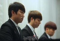 [영상] 옹달샘 기자회견, '출연중인 프로그램 하차?..'