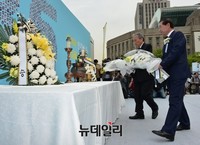 [포토] 헌화하는 박원순시장-박석무 행사위원장