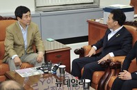 [포토] 새정치 이종걸 원내대표 예방한 정의당 정진후 원내대표