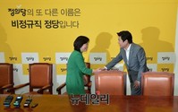 [포토] 악수나누는 원유철-심상정