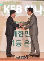 [포토] 만년필 건네 받은 함영주 신임은행장