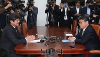 [포토] 머리 맞댄 여야 원내수석부대표