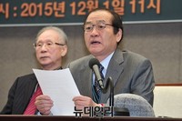 [포토] 바른언론연대 출범 선언문 낭독하는 진용옥 경희대 교수