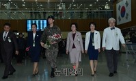[포토] 北지뢰도발 부상 김정원 하사, 걸어서 퇴원