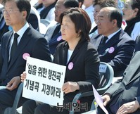[포토] 임행진곡 촉구 피켓든 정의당 심상정 대표