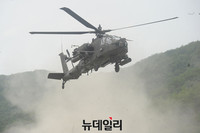 [포토] 한·미 연합훈련 '날아오른 아파치 헬기'