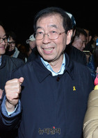 [포토] 촛불집회 독려하는 박원순 서울시장