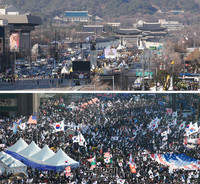 [태극기집회] 가득찬 태극기-텅빈 떼촛불