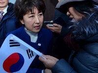 [포토] 탄핵무효 기자회견 찾은 정미홍 전 아나운서