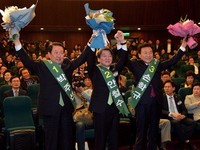 [포토] 국민의당 예비경선, 박주선-안철수-손학규 통과