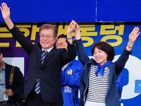 [포토] 고양유세, 만세하는 문재인-백은숙