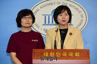 [포토] 축산물위생관리법 관련 기자회견하는 이정미-카라