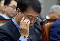 [포토] 얼굴 만지는 장하성 청와대 정책실장