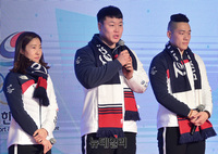 [포토] 올림픽 선전 다짐하는 서정화-원윤종-모태범