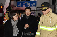 [포토] 밀양 세종병원 참사현장 떠나는 가칭 민주평화당 의원들