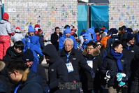 [포토] 휴전벽 제막행사 참석한 장웅 北IOC위원