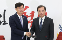 [포토] 악수 나누는 김병준-김상조