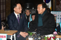 [포토] 손학규 대표 예방한 홍남기 부총리