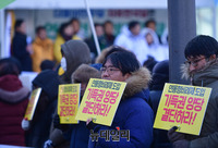 [포토] 연동형 비례대표제 촉구하며 신촌 찾은 야3당 