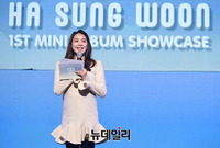 [포토] 솔로 데뷔한 하성운 소개하는 이지애 아나운서