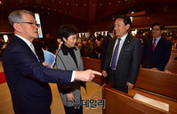 [포토] 우남 이승만 기념식서 만난 '김진태-김문수-이언주'