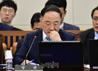 [포토] 국회 기획재정위 출석한 홍남기 부총리