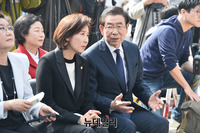 [포토] 서리풀터널 개통식서 대화 나누는 '박원순-나경원'