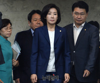 [포토] 한국당 정책의총 입장하는 지도부