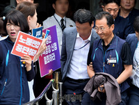 [포토] 영장실질심사 마친 김명환 민노총 위원장