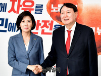 [포토] 인사 나누는 나경원-윤석열