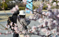 [포토] 봄꽃 핀 한강공원, 여유즐기는 시민들
