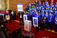 [포토] 민주당·시민당 총선 중앙선대위원회 공동 출정